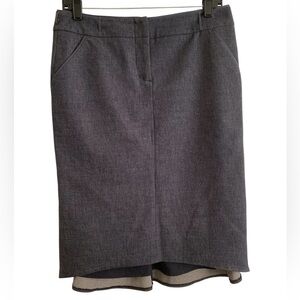 BCBGMaxAzria dark denim pencil skirt size 4 kick pleat back Joey